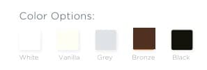 Fascia color options: White, Vanilla, Grey, Bronze, Black