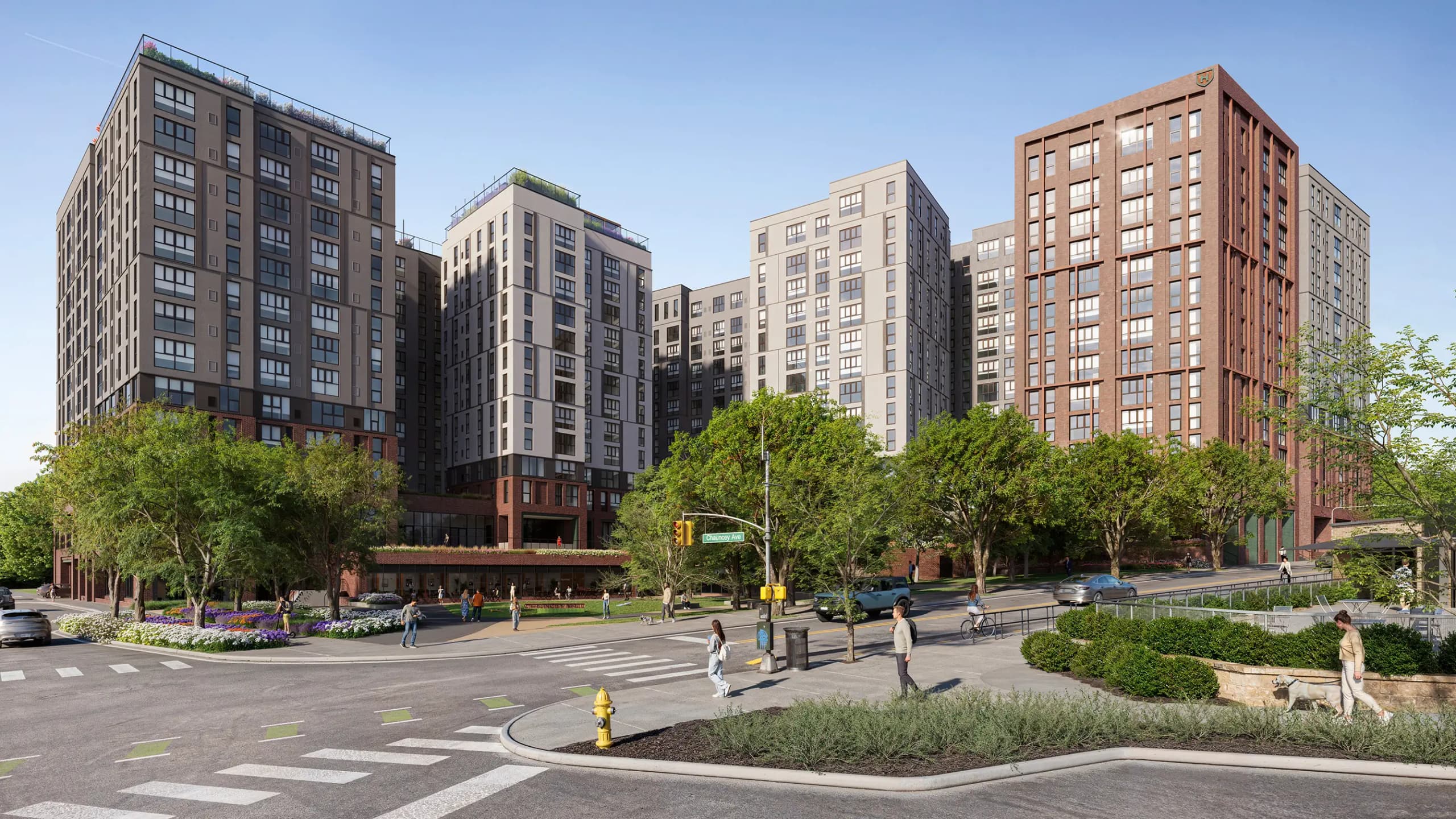 Rendering of the HUB Chauncey residential towers